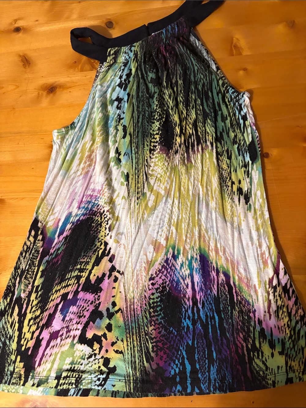 a.n.a ~ Multicolor soft Printed Halter Tank Top - Black Trim